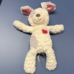 Plush Stuffed Animal with Heart Patch - Cream and Red